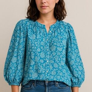 Olivia James The Label Floral Blue Women's Top XS